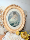 ORNATE  LARGE ANTIQUE OVAL FRAME WITH VICTORIAN LADY PICTURE STUNNING!!!!