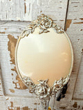 ORNATE  ANTIQUE ROSES HAND VANITY MIRROR STUNNING!!!!