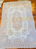GORGEOUS ANTIQUE 79 X 53 VICTORIAN LOOP EDGE  TABLECLOTH