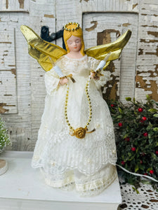 LIGHTED PORCELAIN ANGEL VINTAGE