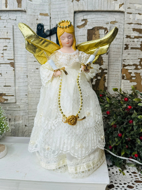 LIGHTED PORCELAIN ANGEL VINTAGE