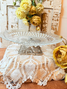ITALY VICTORIAN ANTIQUE CAKE PLATE TRAY ON PEDESTAL RARE STUNNING