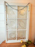 ANTIQUE WINDOW WITH VINTAGE BOWLS AND PLATES RARE STUNNING