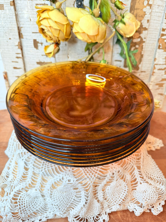 SET OF 2 AMBER THUMBRINT LARGE DINNER PLATES - 4 AVAILABLE