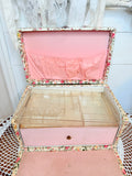 XL MID CENTURY RARE SHABBY CHIC FLORAL SEWING BOX