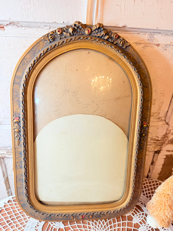 ANTIQUE HAND CARVED HAND PAINTED FRAME RARE