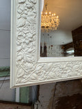 RARE ANTIQUE BEVELED MIRROR GORGEOUS CARVED DETAIL