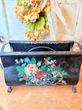 TOLE HAND PAINTED TOLE MAGAZINE HOLDER