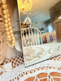 X RARE ANTIQUE ETCHED MIRROR