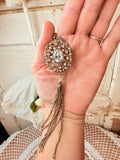 X RARE AMAZING 3 STRAND NECKLACE RHINESTONE AND TASSELS