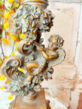 XL CHERUB GOLD GILT CANDLE HOLDER VINTAGE