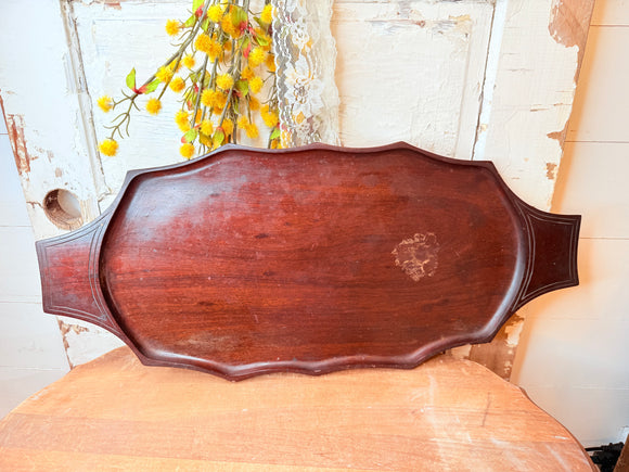 XL VINTAGE SOLID MAHOGANY  BUTLER TRAY