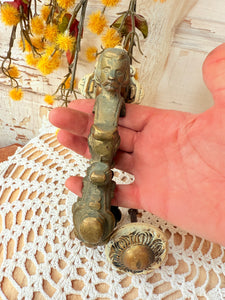ANTIQUE SOLID BRASS DOOR KNOCKER AND KNOB GORGEOUS!!!