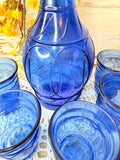 7 PIECE VINTAGE COBALT BLUE DECANTER AND GLASSES SET