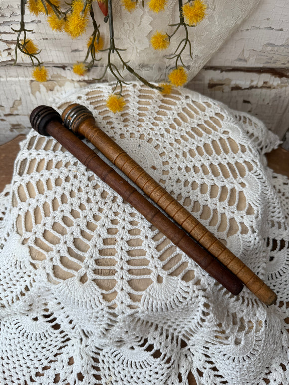 SET OF 2 LONG WOOD VINTAGE BOBBINS