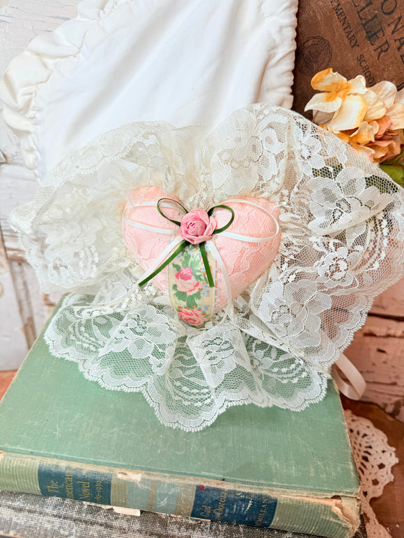 GORGEOUS ANTIQUE VICTORIAN SACHET PILLOW HEART