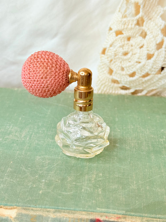 STUNNING  RARE VINTAGE CRYSTAL AND PINK MINI PERFUME BOTTLE