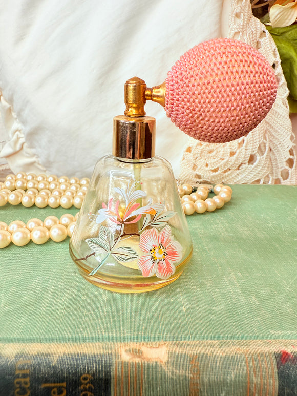 STUNNING  RARE  VINTAGE FLORAL  GLASS PERFUME BOTTLE #2