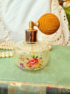 STUNNING  RARE  VINTAGE FLORAL  GLASS PERFUME BOTTLE