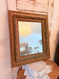 ANTIQUE BEVELED EDGE MIRROR AND HAND CARVED WOOD FRAME   ABSOLUTLEY STINNING!!!