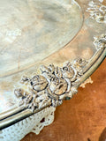 ANTIQUE VICTORIAN XLARGE ROSE DETAILED SILVER OVAL PLATTER  RARE!!!