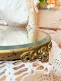 AMAZING ANTIQUE HOLLYWOOD REGENCY SOLID BRASS DETAILED BEVELED PLATEAU MIRROR TRAY RARE!!!