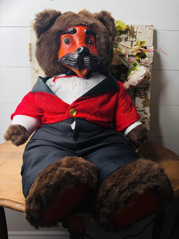 XL RAIKES WOODEN VINTAGE TEDDY BEAR - TUXEDO