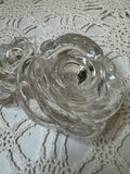 VINTAGE PAIR OF GLASS FLOWER CANDLESTICK HOLDERS