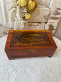 VINTAGE ART AND ETCHED WOOD BOX