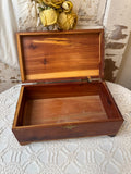 VINTAGE ART AND ETCHED WOOD BOX