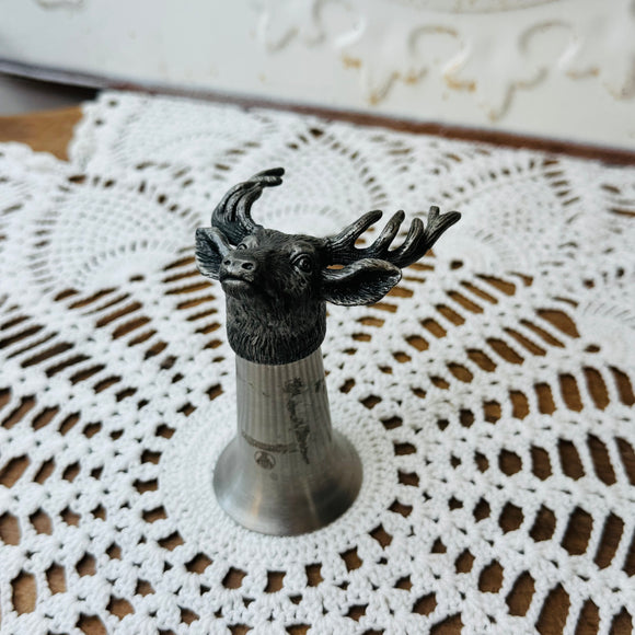 VINTAGE JAGERMEISTER DEER HEAD PEWTER SHOT GLASS
