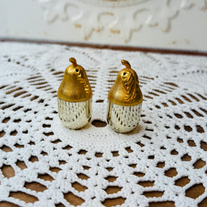 VINTAGE SET OF FB ROGERS SILVER AND GOLD SALT AND PEPPER SHAKERS - 2 SETS AVAILABLE