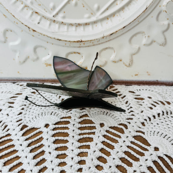 VINTAGE STAINED GLASS BUTTERFLY DECOR