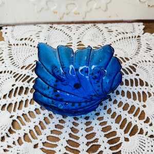 COBALT BLUE LEAF DISH VINTAGE