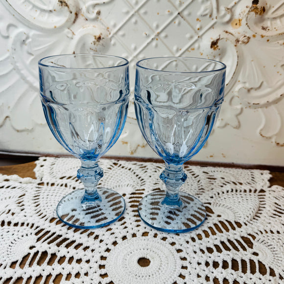 LIBBEY VINTAGE BLUE MIST GOBLET SET