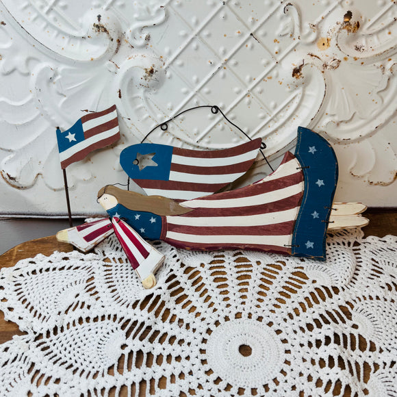 PRIMITIVE FARMHOUSE STYLE VINTAGE PATRIOTIC ANGEL SIGN