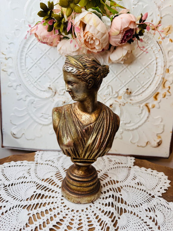 VINTAGE BRONZE ORNATE BUST DECOR