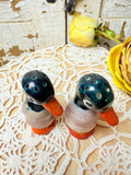 PAIR OF VINTAGE HANDPAINTED DUCK SALT AND PEPPER SHAKERS