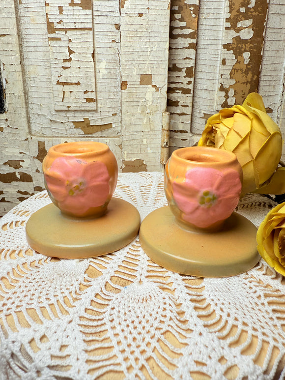VINTAGE SET OF WELLER POTTERY CANDLESTICKS