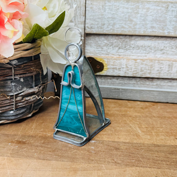 STAINED GLASS VINTAGE ANGEL STATUETTE