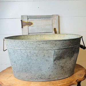 VINTAGE XXL GALVANIZED OVAL BUCKET TUB