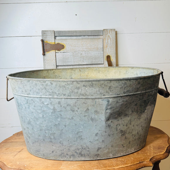 VINTAGE XXL GALVANIZED OVAL BUCKET TUB