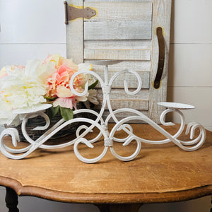 SCROLLY VINTAGE ORNATE IRON THREE CANDLE HOLDER