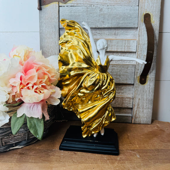 VINTAGE GOLD DECO RESIN BALLERINA STATUETTE
