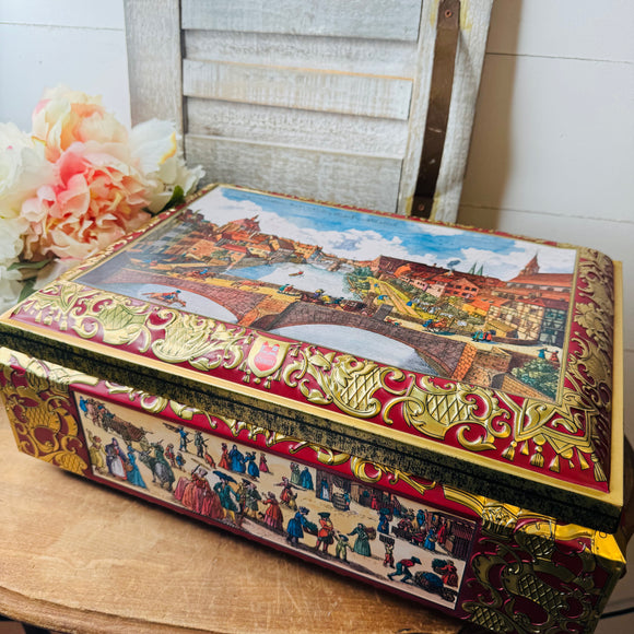OTTO SCHMIDT VINTAGE LARGE GERMAN COOKIE TIN