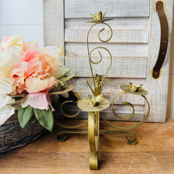 SCROLLY VINTAGE BRASS CANDLE HOLDER