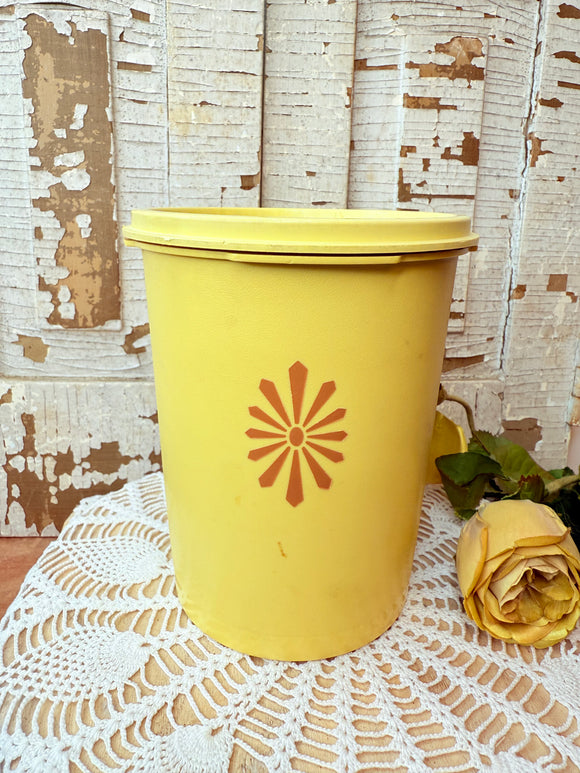 VINTAGE YELLOW RETRO STARBURST JAR AND LID