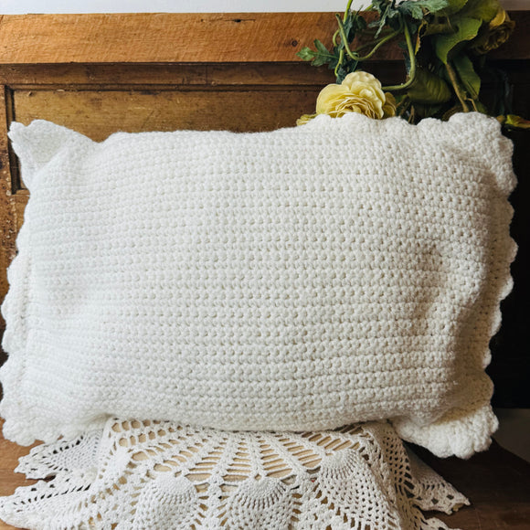 VINTAGE AFGHAN STYLE HANDMADE LUMBAR THROW PILLOW