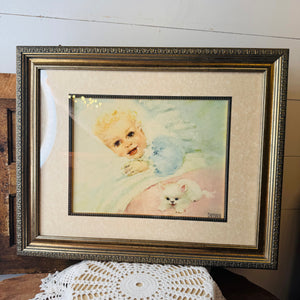 XL VINTAGE BABY FRAMED ART