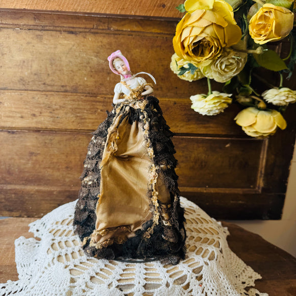 ANTIQUE HANDMADE ONE OF A KIND PORCELAIN DOLL TORSO WITH ANTIQUE LINEN RARE - ADELIA